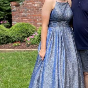 Gray glitter prom dress